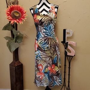 Casual Corner Tropical Silk Sleveless Lined Dress 6